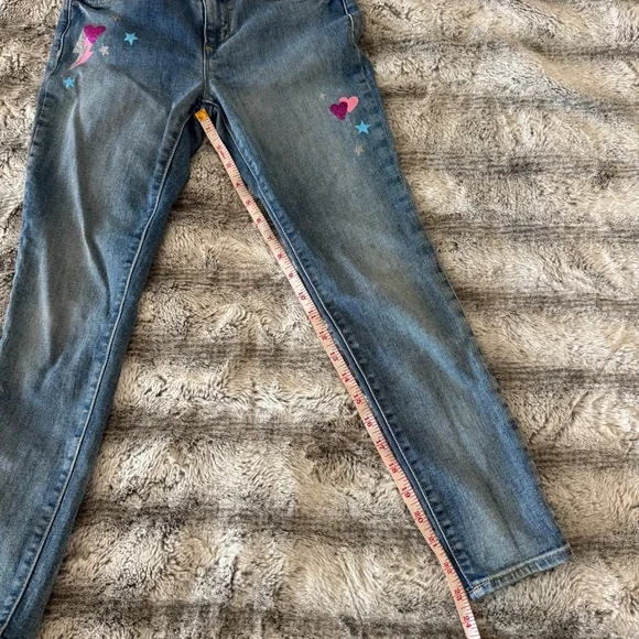 GAP Kids Jeans Stretch High Rise Jeggings Graphic Hearts Thunder Bolt Size 10 - Picture 4 of 9